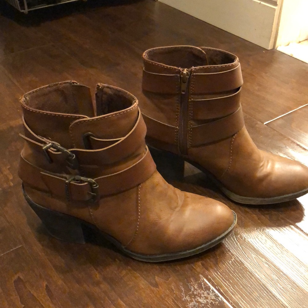 Brown with buckle ankle boots